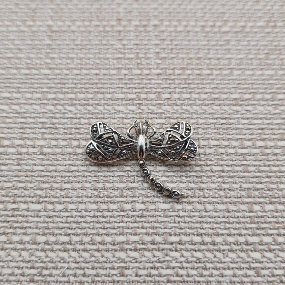 Sterling Silver Marcasite Dragonfly Animal Pin Brooch A5587 - Picture 1 of 6